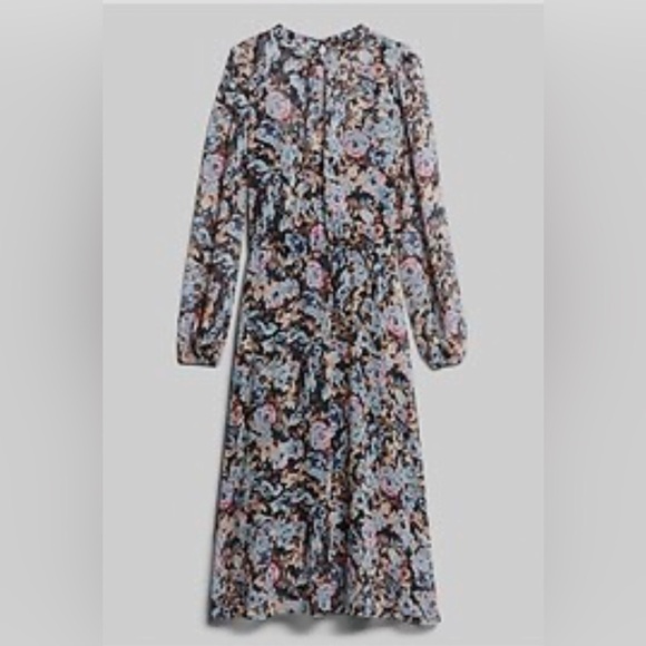 NEW Banana Republic Women's Navy Multi Floral Chiffon Midi Dress Feminine Boho - Picture 2 of 15